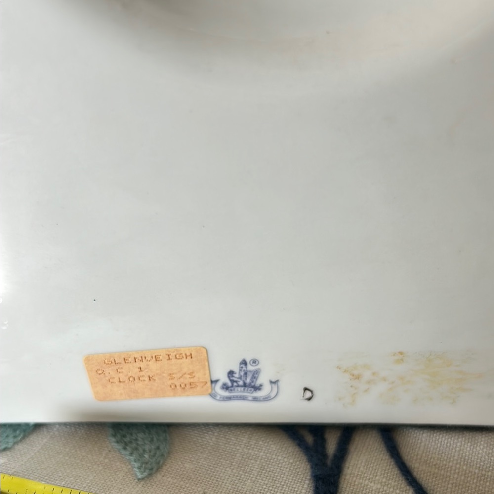 Belleek Classic White and Green Mantel Clock - Picture 2 of 3